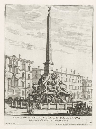Vierstromenfontein på Piazza Navona te Roma Fontana på Piazza Navona (tittel på objekt) Fontane di Roma (serietittel) Fonteinen van Rome (serietittel) av Giovanni Battista Falda