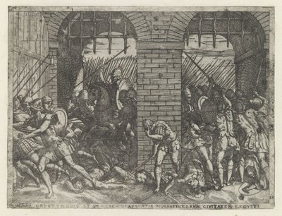 Romeinse soldaten vallen Crustumerium binnen Maten til Crustumeni (...) Jeg ble fratatt statsborgerskapet mitt (tittel på objekt) Leven van Romulus en Remus (serietittel) av Giovanni Battista Fontana