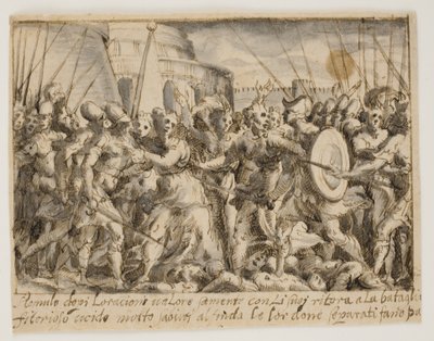Sabinskvinnene forhandler fred mellom romerne og sabinerne av Giovanni Battista Fontana