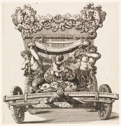 Forfra av den første vognen (1686 av Lord Castlemaine av Andrea Cornelly etter Ciro Ferri, 1687-1700 av Giovanni Battista Lenardi