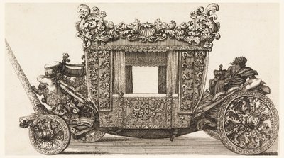 Sidevisning av den første vognen (1686) av Lord Castelmaine Bygget i 1686 av Andrea Cornely etter Ciro Ferri, 1687-1700 av Giovanni Battista Lenardi