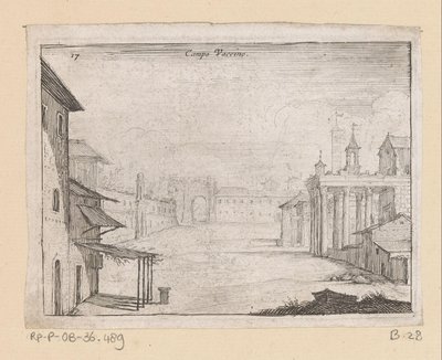 Utsikt over Forum Romanum i Roma Campo Vaccino (tittel på objekt) Utsikt over Roma (serietittel) Alcune vedute et prospettive di luoghi dishabitati di Roma (serietittel) av Giovanni Battista Mercati