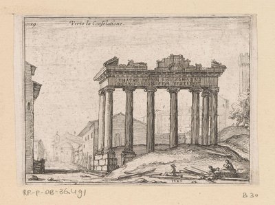 Rester av Saturn-tempelet i Forum Romanum i Roma Verto la Consolatione (tittel på objekt) Utsikt over Roma (serietittel) Alcune vedute et prospettive di luoghi dishabitati di Roma (serietittel) av Giovanni Battista Mercati