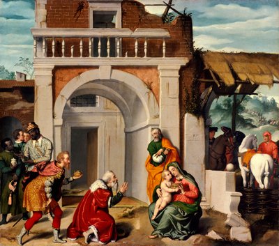 Adoration of the Magi, av Giovanni Battista Moroni (ca 1525-1578) av Giovanni Battista Moroni