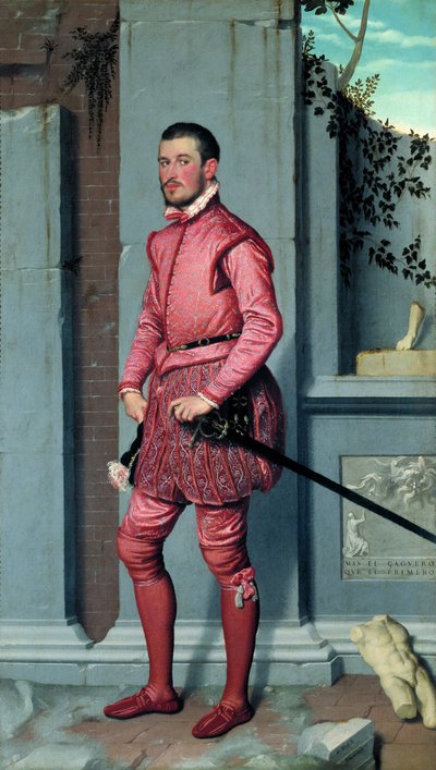 Gian Gerolamo Grumelli av Moroni, Giovan Battista (1520 / 25-1578). Olje på lerret, størrelse: 216x123, ca. 1560, Palazzo Moroni, Bergamo av Giovanni Battista Moroni