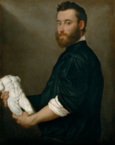 ""Portrait du sculptor Alessandro Vittoria (1525-1608)"" (Skulptøren Alessandro Vittoria (1525-1608)) Maleri av Giovan Battista Moroni (1520/25-1578) - ca 1552-1553 dim. 6 cm kunsthistorisk museum, Wien av Giovanni Battista Moroni