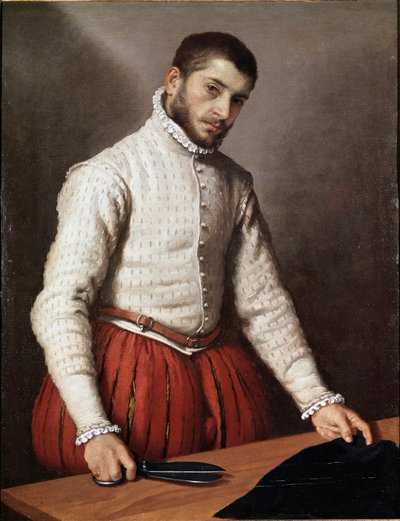 Portrait of Man eller “” The Tailor ”” Maleri av Giovan Battista Moroni (Giovanbattista, Giovanni Battista) (ca. 1529-1578) 1570 Mål 99,5x77 cm London, nasjonalgalleriet av Giovanni Battista Moroni