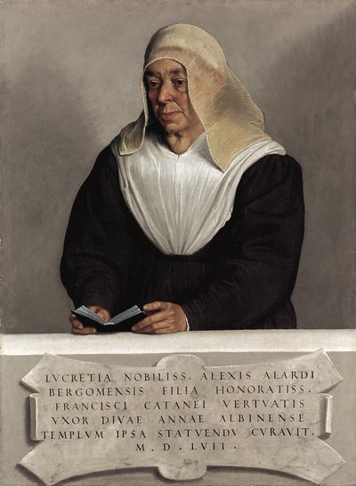 Abbedissen Lucrezia Vertova Agliardi, ca. 1557 (olje på lerret) av Giovanni Battista Moroni