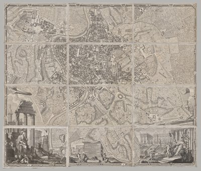 Nytt kart over Roma brakt frem i lyset av Giambattista Nolli i året MDCCXLVII, kjent som La Pianta Grande di Roma av Giovanni Battista Nolli