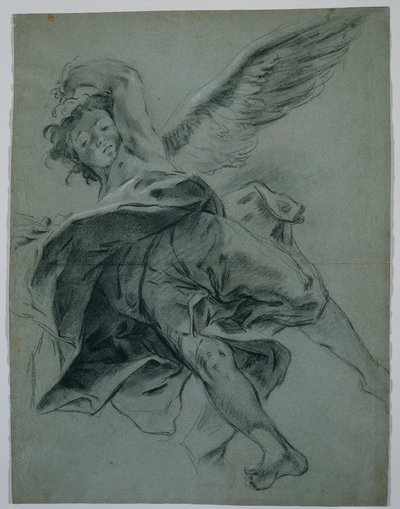 A Flying Angel recto, Studies of Hands Playing Instruments verso, 1723-1727. av Giovanni Battista Piazzetta
