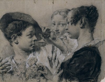 En ung kvinne som kjøper en rosa fra en ung mann av Giovanni Battista Piazzetta