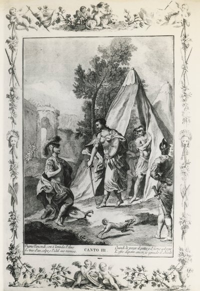 Jerusalem Delivered, canto III, illustrasjon av Giovanni Battista Piazzetta (1683-1754) for dikt av Torquato Tasso (1544-1595), utgave utgitt i Venezia i 1745, Italia av Giovanni Battista Piazzetta