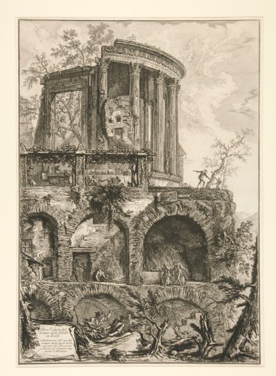 En annen utsikt over Sibylltemplet i Tivoli, fra Vedute di Roma av Giovanni-Battista Piranesi