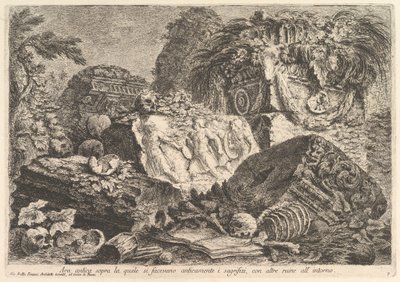 Oldtidsalter hvor ofringer ble utført i antikken, omgitt av andre rui..., ca. 1750. av Giovanni Battista Piranesi