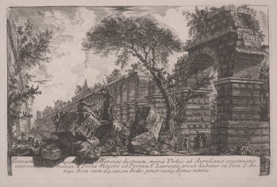 Gammel akvedukt av Acqua Marcia ved bymurene reist av Aurelian av Giovanni Battista Piranesi