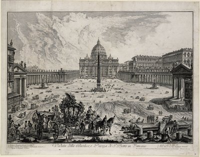 Utsikt over basilikaen og plassen ved San Pietro in Vaticano (fra: Vedute di Roma) av Giovanni Battista Piranesi