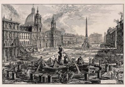 Utsikt over Piazza Navona i Roma (fra: Vedute di Roma) av Giovanni Battista Piranesi