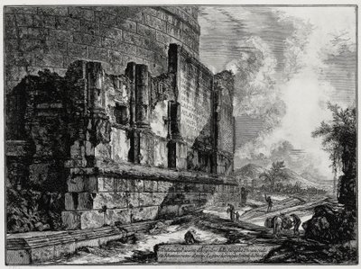 Utsikt over restene av Plautiienes gravmæle nær Tivoli (fra: Vedute di Roma) av Giovanni Battista Piranesi