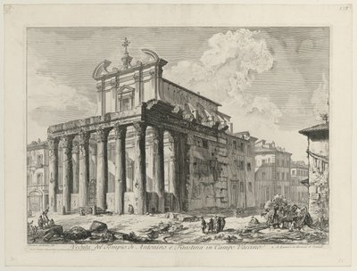 Utsikt over Antoninus og Faustinas tempel av Giovanni Battista Piranesi