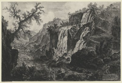 Utsikt over fossen i Tivoli (fra: Vedute di Roma) av Giovanni Battista Piranesi