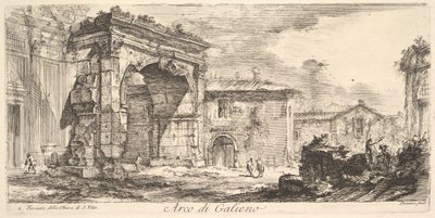 Galienus bue. 1. Fasade av kirken S. Vito Arco di Gallieno. 1. Facciata av..., ca. 1748. av Giovanni Battista Piranesi