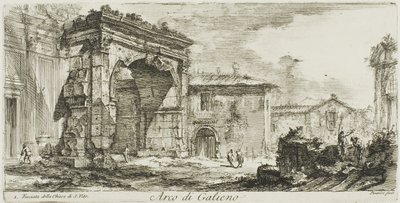 Galienus#39; bue. I. Fasaden til S. Vito-kirken, plate 29 fra Noen utsikter over triumfbuer og andre monumenter av Giovanni-Battista Piranesi