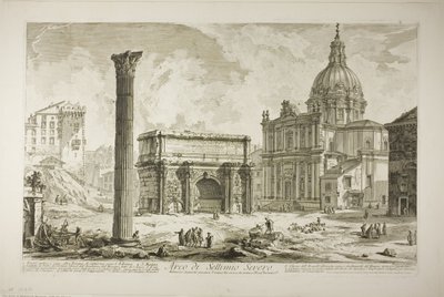 Buen til Septimius Severus som passerte den gamle hellige vei, og brakte seierherrer til Capitol, fra utsikt over Roma av Giovanni Battista Piranesi