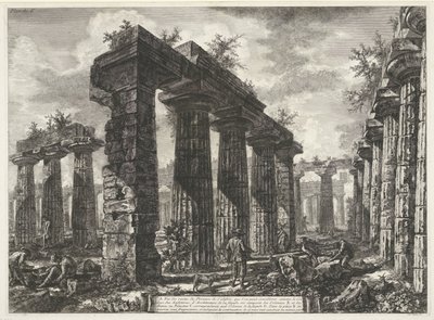 Basilica di Paestum i Paestum Ulik utsikt over restene av tre store bygninger som fortsatt står ved Paestum (serietittel) Différentes vues de quelques restes de trois grands édifices qui subsistent encore dans l