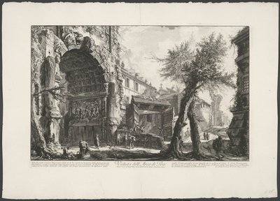 Boog van Titus i Roma Utsikt over Titusbuen (tittel på objekt) Gezichten op Roma (serietittel) Utsikt over Roma designet og gravert av Giambattista Piranesi-arkitekten Ve (nez) iano (serietittel) av Giovanni Battista Piranesi