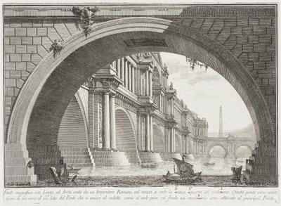 Bro dekket av loggiaer og buer av Giovanni Battista Piranesi