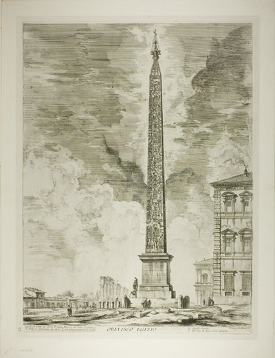 egyptisk obelisk. Denne ble reist av pave Sixtus V på Piazza of St. John Lateran, fra Views of Roma av Giovanni Battista Piranesi