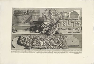 Fragmenter fra graven til Caecilia Metella i Roma Arkeologiske funn i og rundt Roma (serietittel) Le Antichita Romane (serietittel) av Giovanni Battista Piranesi