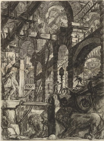Fra serien The Imaginary Prisons (The Prisons of Invention) av Piranesi, Giovanni Battista (1720-1778). Kobberstikk, ca 1761, privat samling av Giovanni Battista Piranesi