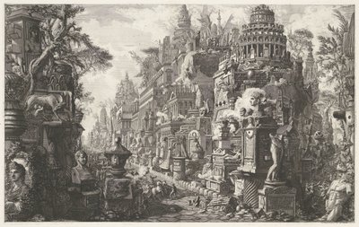 Frontispice met en fantasievoorstelling van de Via Appia Antica Frontispice av bind II av 