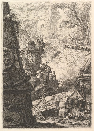 Frontispice: Første del av Architectures, and Perspectives, Roma, ca. 1750. av Giovanni Battista Piranesi
