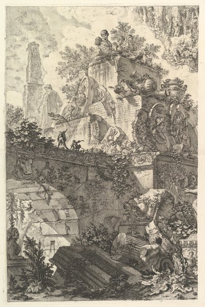 Frontispice, med Statue av Minerva, ca. 1748. av Giovanni Battista Piranesi