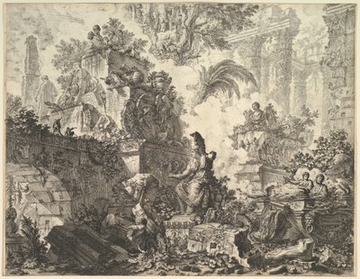 Frontispice, med Statue av Minerva, ca. 1748. av Giovanni Battista Piranesi
