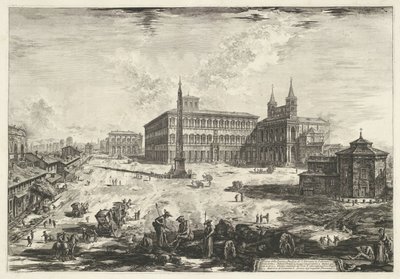 Se på Lateraan te Roma med de Sint-Jan van Lateranen Utsikt over Piazza og Basilica of S. Giovanni in Laterano (tittel på objekt) Gezichten op Roma (serietittel) Utsikt over Roma designet og gravert av Giambattista Piranesi-arkitekten Ve (nez) ian av Giovanni Battista Piranesi