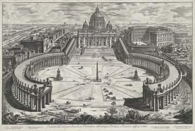 Utsikt over Petersplassen med Peterskirken i Vatikanstaten Veduta dell