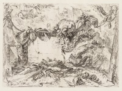 Groteschi: Ruiner med hodeskaller og en røykende vase av Giovanni Battista Piranesi