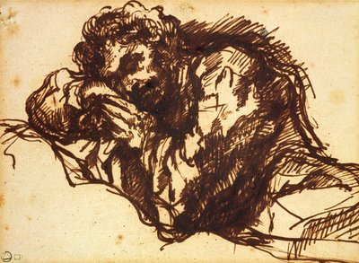 Halvlengde portrett av en mann som bøyer seg (penn og blekk på papir) av Giovanni Battista Piranesi
