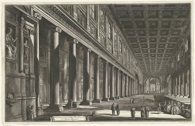 Interieur van de Santa Maria Maggiore te Roma Innvendig utsikt over basilikaen S. Maria Maggiore (tittel på objekt) Gezichten op Roma (serietittel) Utsikt over Roma designet og gravert av Giambattista Piranesi-arkitekten Ve (nez) iano (serietittel) av Giovanni Battista Piranesi