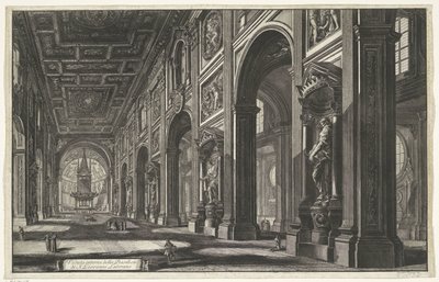 Interieur van de Sint-Jan van Lateranen te Roma Innvendig utsikt over basilikaen S. Giovanni Laterano (tittel på objekt) Gezichten op Roma (serietittel) Utsikt over Roma designet og gravert av Giambattista Piranesi-arkitekten Ve (nez) iano (serietittel) av Giovanni Battista Piranesi