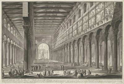 Interieur van de Sint-Paulus utenfor de Muren te Roma Innvendig visning av basilikaen S. Paolo fuori delle Mur (...) (tittel på objekt) Gezichten op Roma (serietittel) Utsikt over Roma designet og gravert av Giambattista Piranesi-arkitekten Ve (nez) iano av Giovanni Battista Piranesi