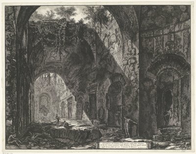 Interieur van de Tempel van de god Canopus i de Villa Adriana t og Tivoli Interiør i Canopus-tempelet i Villa Adriana (tittel på objekt) Gezichten op Roma (serietittel) Utsikt over Roma designet og gravert av Giambattista Piranesi-arkitekten Ve (ne av Giovanni Battista Piranesi