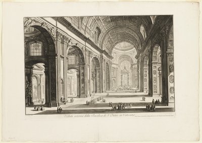Innvendig utsikt over Peterskirken i Vatikanet, fra Views of Rome av Giovanni-Battista Piranesi