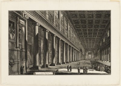 Innvendig utsikt over basilikaen S. Maria Maggiore, fra utsikt over Roma av Giovanni Battista Piranesi