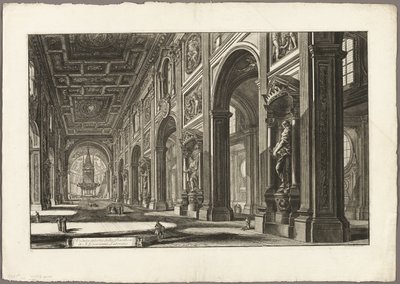 Innvendig utsikt over basilikaen St. John Lateran, fra utsikt over Roma av Giovanni Battista Piranesi