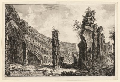 Innvendig utsikt over Colosseum, fra utsikt over Roma av Giovanni-Battista Piranesi