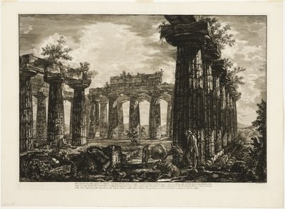 Innvendig visning av det såkalte College des Anfictions, fra Forskjellige utsikter over Paestum av Giovanni Battista Piranesi